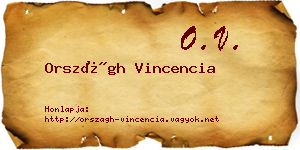 Országh Vincencia névjegykártya
